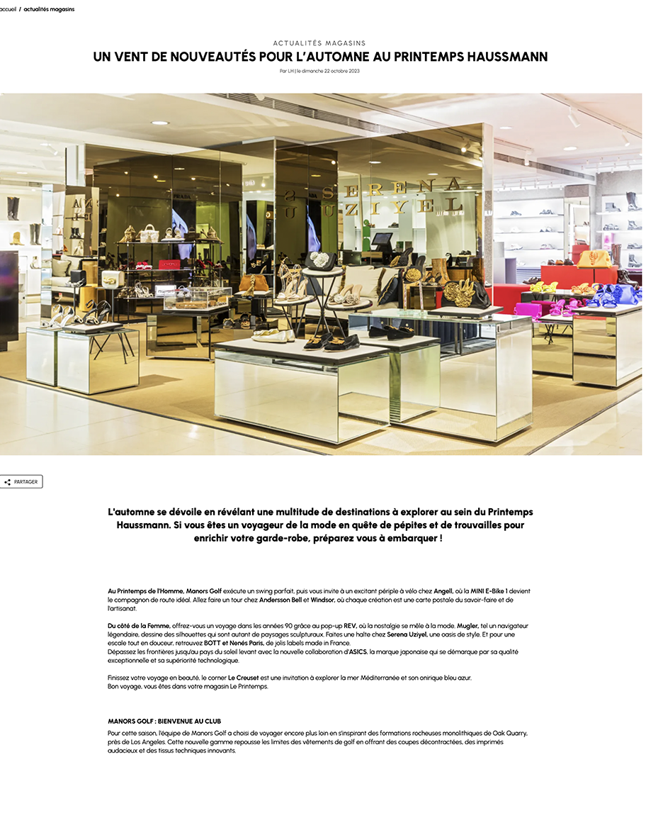 Serena Uziyel Boutique Corner at Printemps on Printemps Magazine