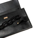 Catena Black Leather Envelope Gusset Clutch