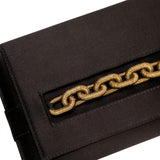 Catena Black Envelope Satin Clutch