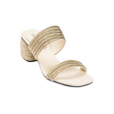Bellina Ivory Two Strap Mid-Heel Sandal