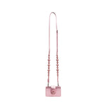 Alessa Metallic Pink Card Holder with a stylish beaded strap, perfect for elegance and functionality.