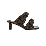 Rhea Black 2 Knot Mid-Heel Sandal