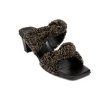 Rhea Black 2 Knot Mid-Heel Sandal