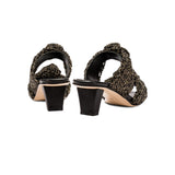 Rhea Black 2 Knot Mid-Heel Sandal