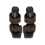Rhea Black 2 Knot Mid-Heel Sandal