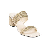 Bellina Ivory Two Strap Mid-Heel Sandal