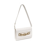 Catena Day-to-Night Off White Bag made of Italian leather with a distinctive gold chain closure.