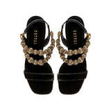 Lyra Black Velvet High-Heel Sandal