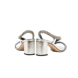 Ronda Silver Mid-Heel Asymmetric Sandal
