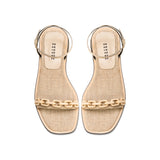 Catena Notte Natural Flat Ankle Cross Sandal