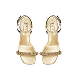 Roxana Gold High-Heel Ankle Cross Sandal