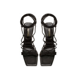 Ophilia Black High-Heel Lace-Up Sandal