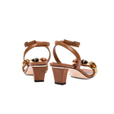 Delphine Camello Mid-Heel Ankle Cross Sandal