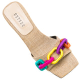 Catena Natural & Rainbow Mid-Heel Sandal