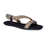 Ronda Black Flat Asymmetric Sandal