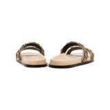 Ronda Nude & Antique Gold Flat Comfort Slides