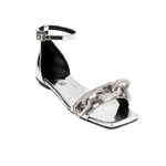 Catena mirror flat ankle sandal featuring a stylish chain detail and a sleek design, perfect for chic summer outings.