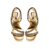 Ronda Gold High-Heel Asymmetric Sandal