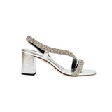 Ronda Silver Mid-Heel Asymmetric Sandal