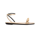 Catena Notte Natural Flat Ankle Cross Sandal