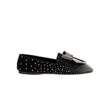 Fiocco Black Stud Flat Moccasin