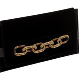 Catena Black & Antique Gold Velvet Envelope Gusset Clutch