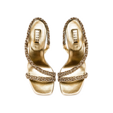 Ronda Gold High-Heel Asymmetric Sandal