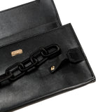 Catena Black Leather Envelope Gusset Clutch