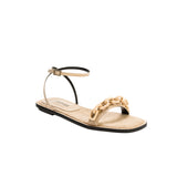 Catena Notte Natural Flat Ankle Cross Sandal
