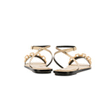 Catena Notte Natural Flat Ankle Cross Sandal