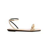 Catena Notte Natural Flat Ankle Cross Sandal