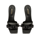 Catena Black Leather High-Heel Sandal