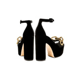 Catena Black & Antique Gold Platform Ankle Sandal