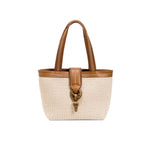 Boho Chic Small Off White Tote Bag featuring expandable sides and elegant off-white design for a stylish carryall.