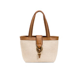 Boho Chic Small Off White Tote Bag featuring expandable sides and elegant off-white design for a stylish carryall.