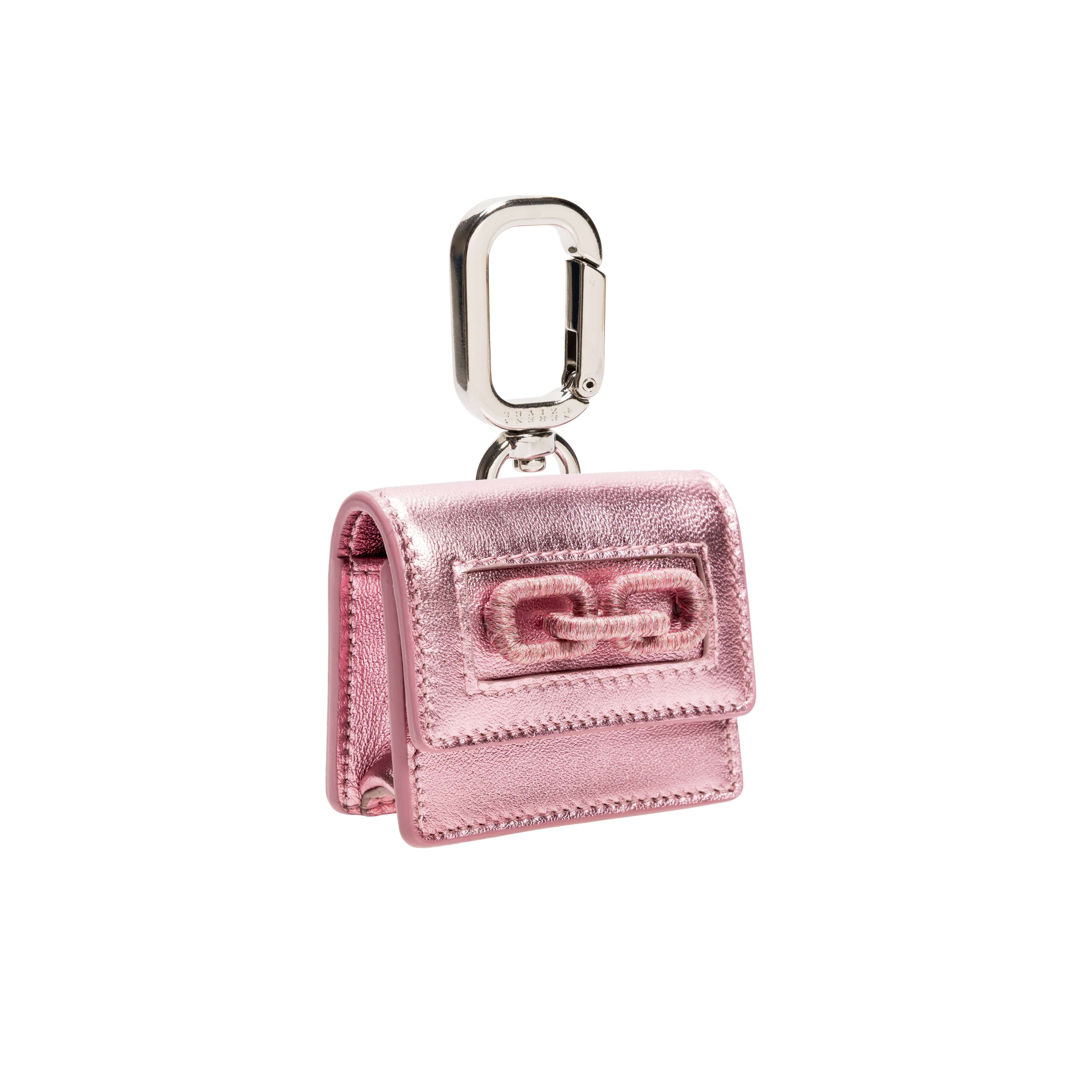Catena Notte Metallic Pink AirPods Case with clasp, stylish and chic, perfect accessory for AirPods protection.