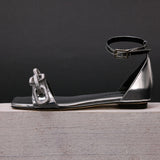 Catena Silver Flat Ankle Sandal