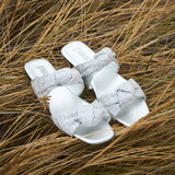 Rhea Silver Flat Two Knots Sandal