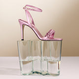 Kibele Metallic Pink High-Heel Ankle Cross Sandal