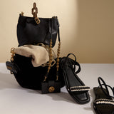 Kibele Black Flat Ankle Cross Sandal