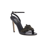 Mirales Black High-Heel Ankle Cross Sandal