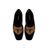 Fiocco Black Velvet Flat Moccasin