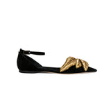 Valeria Black Flat Ankle Ballerina