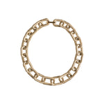 A light gold-toned chain-style necklace made of links wrapped in thread, creating a soft, textured feel that shimmers like a jewel in the light. It fastens with a metal clasp for secure closure  on a white background.