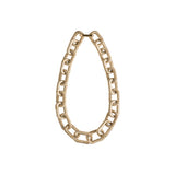 A light gold-toned chain-style necklace made of links wrapped in thread, creating a soft, textured feel that shimmers like a jewel in the light. It fastens with a metal clasp for secure closure  on a white background.