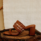 Almeria Camello Block-Heel Strap Sandal