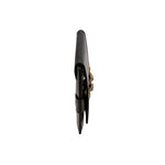 Side view of the Catena Black Envelope Clutch, showcasing Italian leather and antique gold chain embroidery.
