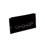 Catena Black Envelope Clutch, stylish velvet/matte black design featuring a chain embellishment.