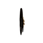 Catena Black Envelope Clutch in velvet with metallic black and antique gold details, showcasing elegant style and luxury.