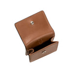Catena Notte Camello AirPods case, brown leather, open view showing interior storage pockets